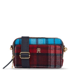 Rankinės per petį, Rankinė Tommy Hilfiger Iconic Tommy Camera Bag Check C AW0AW15206 Mėlyna