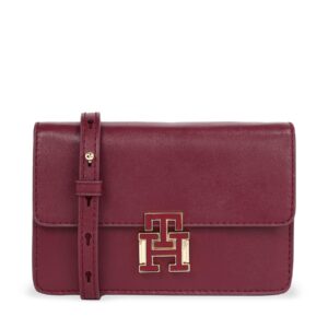 Rankinės per petį, Rankinė Tommy Hilfiger Pushlock Leather Small Crossover AW0AW15227 Raudona