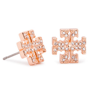 Rožinė 💍 Auskarai Tory Burch Crystal Logo Stud Earring 53423 Rožinė