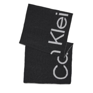 Šalikas Calvin Klein Logo Reverso Tonal Scarf 40X180 K60K611117 Juoda