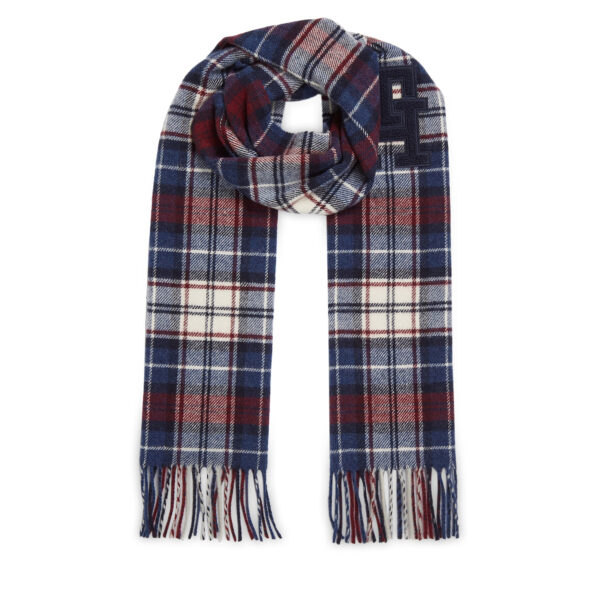 Šalikas Tommy Hilfiger Th Monogram Tartan Scarf AM0AM11984 Mėlyna