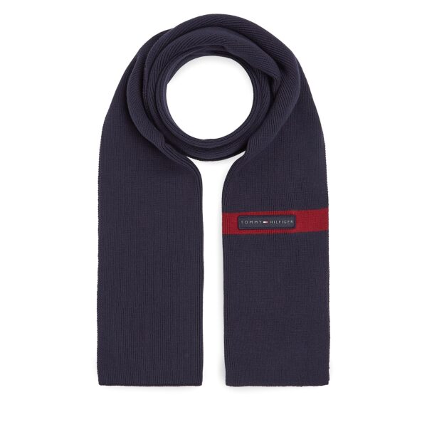 Šalikas Tommy Hilfiger Th Skyline Knit Scarf AM0AM11496 Tamsiai mėlyna