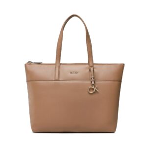 👜 Didelės rankinės moterims, Rankinė Calvin Klein Ck Must Shopper Lg W/Slip Pkt K60K609860 Ruda