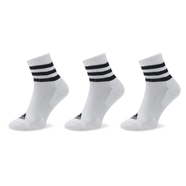 Trumpos Unisex Kojinės adidas 3-Stripes Cushioned Sportswear Mid-Cut Socks 3 Pairs HT3456 Balta