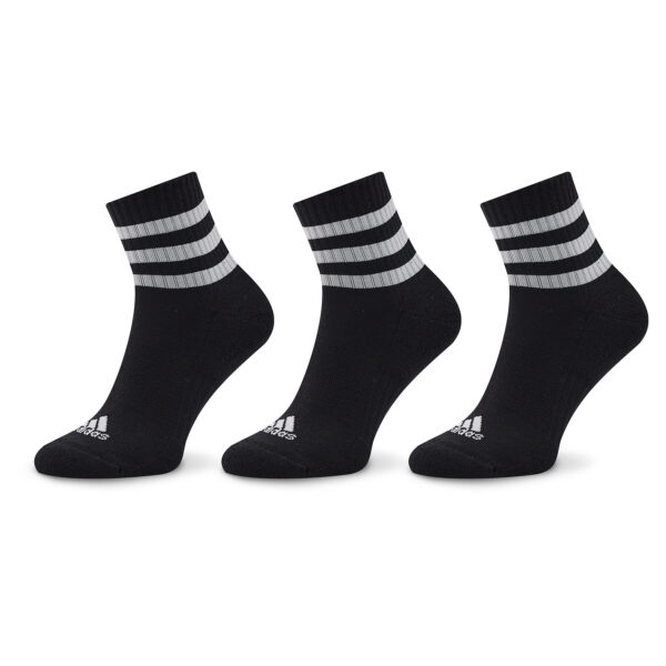 Trumpos Unisex Kojinės adidas 3-Stripes Cushioned Sportswear Mid-Cut Socks 3 Pairs IC1317 Juoda