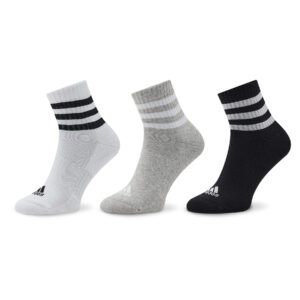 Trumpos Unisex Kojinės adidas 3-Stripes Cushioned Sportswear Mid-Cut Socks 3 Pairs IC1318 Pilka