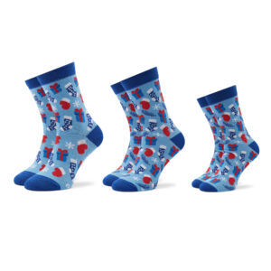 Unisex ilgų kojinių komplektas (3 poros) Rainbow Socks Xmas Balls Mėlyna