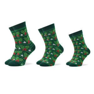 Unisex ilgų kojinių komplektas (3 poros) Rainbow Socks Xmas Balls Žalia