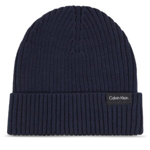 Žieminės kepurės vyrams, Kepurė Calvin Klein Classic Cotton Rib Beanie K50K510982 Tamsiai mėlyna