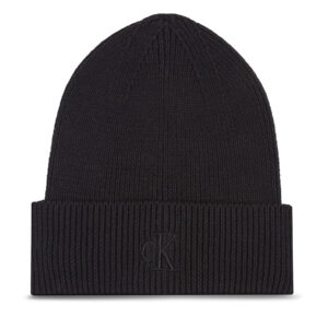 Žieminės kepurės vyrams, Kepurė Calvin Klein Jeans Archive Logo Beanie K50K511158 Juoda