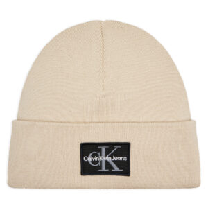 Žieminės kepurės vyrams, Kepurė Calvin Klein Jeans Mono Logo Patch Beanie K50K512148 Smėlio