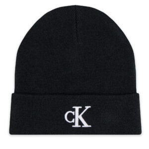 Žieminės kepurės vyrams, Kepurė Calvin Klein Jeans Monogram Embro Beanie K50K512145 Juoda