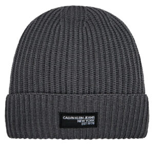 Žieminės kepurės vyrams, Kepurė Calvin Klein Jeans Seasonal Patch Beanie K50K511430 Pilka