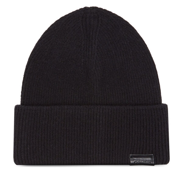 Žieminės kepurės vyrams, Kepurė Calvin Klein Leather Patch Docker Beanie K50K510978 Juoda