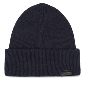 Žieminės kepurės vyrams, Kepurė Calvin Klein Leather Patch Docker Beanie K50K510978 Tamsiai mėlyna