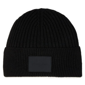 Žieminės kepurės vyrams, Kepurė Calvin Klein Tonal Rubber Patch Beanie K50K511291 Juoda