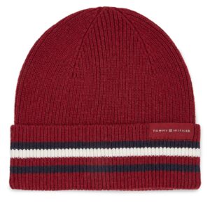 Žieminės kepurės vyrams, Kepurė Tommy Hilfiger Corporate Beanie AM0AM11484 Raudona