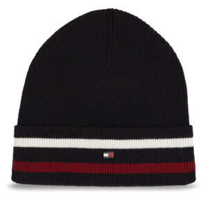 Žieminės kepurės vyrams, Kepurė Tommy Hilfiger Elevated Wool Flag Beanie AM0AM11497 Juoda