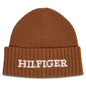 Žieminės kepurės vyrams, Kepurė Tommy Hilfiger Monotype Beanie AM0AM11737 Smėlio