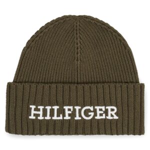 Žieminės kepurės vyrams, Kepurė Tommy Hilfiger Monotype Beanie AM0AM11737 Žalia