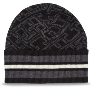 Žieminės kepurės vyrams, Kepurė Tommy Hilfiger Th Monogram Aop Beanie AM0AM11499 Juoda