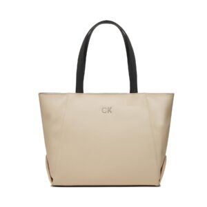 👜 Didelės rankinės moterims, Rankinė Calvin Klein Jeans Re-Lock Seasonal Shopper_Canvas K60K611446 Écru