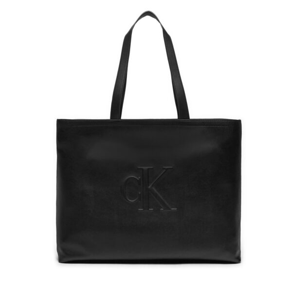 👜 Didelės rankinės moterims, Rankinė Calvin Klein Jeans Sculpted Slim K60K612724 Juoda