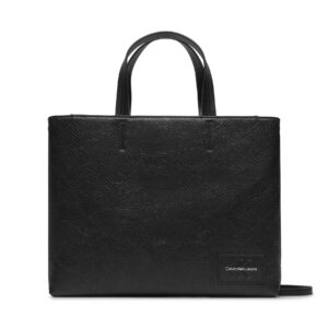 👜 Didelės rankinės moterims, Rankinė Calvin Klein Jeans Sculpted Tote26 Snake K60K611519 Juoda