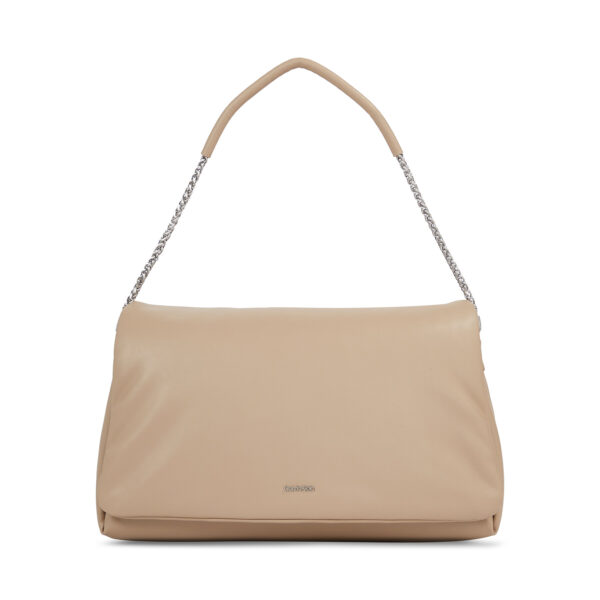 👜 Didelės rankinės moterims, Rankinė Calvin Klein Puffed Shoulder Bag K60K611539 Smėlio