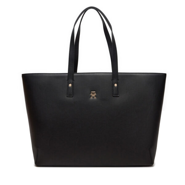 👜 Didelės rankinės moterims, Rankinė Tommy Hilfiger Chic Tote AW0AW16302 Juoda