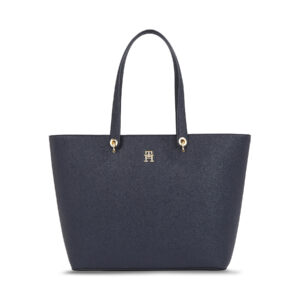 👜 Didelės rankinės moterims, Rankinė Tommy Hilfiger Emblem Shopper AW0AW15178 Tamsiai mėlyna