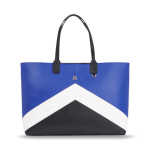 👜 Didelės rankinės moterims, Rankinė Tommy Hilfiger Iconic Tommy Tote Chevron AW0AW15204 Mėlyna