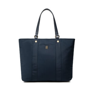 👜 Didelės rankinės moterims, Rankinė Tommy Hilfiger My Tommy Tote AW0AW11998 Tamsiai mėlyna