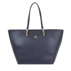 👜 Didelės rankinės moterims, Rankinė Tommy Hilfiger Th Refined Tote AW0AW16112 Tamsiai mėlyna