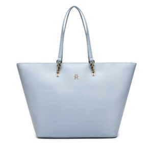 👜 Didelės rankinės moterims, Rankinė Tommy Hilfiger Th Refined Tote AW0AW16112 Žydra