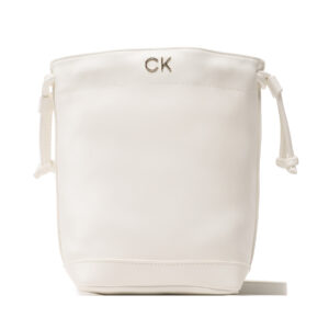 👜 Rankinės moterims, Rankinė Calvin Klein Jeans Re-Lock Drawstring Bag Mini K60K610450 Balta