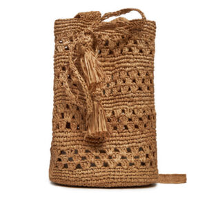 👜 Rankinės moterims, Rankinė Manebi Handcrafted Raffia Beach Bucket Weaving V 2.2 AO Ruda