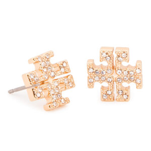 💍 Auksiniai auskarai Tory Burch Crystal Logo Stud Earring 53423 Auksinė