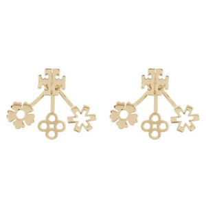 💍 Auksiniai auskarai Tory Burch Kira Clover Front-Back Earring 160178 Auksinė