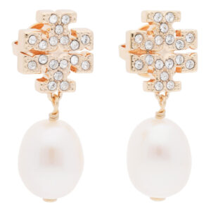 💍 Auksiniai auskarai Tory Burch Kira Pave Pearl Drop Earring 60525 Auksinė