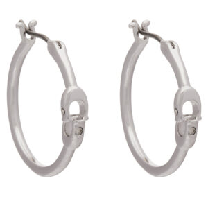 💍 Sidabriniai auskarai Coach Signature Hoop Earrings 37408160RHO030 Sidabrinė