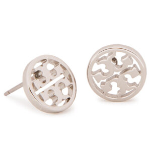 💍 Sidabriniai auskarai Tory Burch Logo Circle Stud Earring 11165518 Sidabrinė